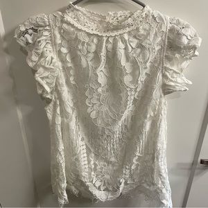 Boutique white short sleeve lace blouse, NWOT
